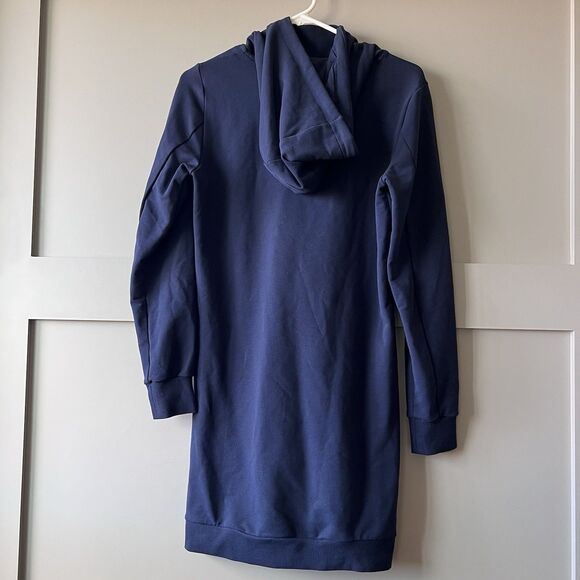 EMPORIO‎ ARMANI EA7 Hoodie Sweatshirt Dress Women Small Jersey Navy Blue Luxury - Picture 8 of 14